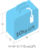 国内線の持ち込み可能な荷物のサイズを表したイラスト