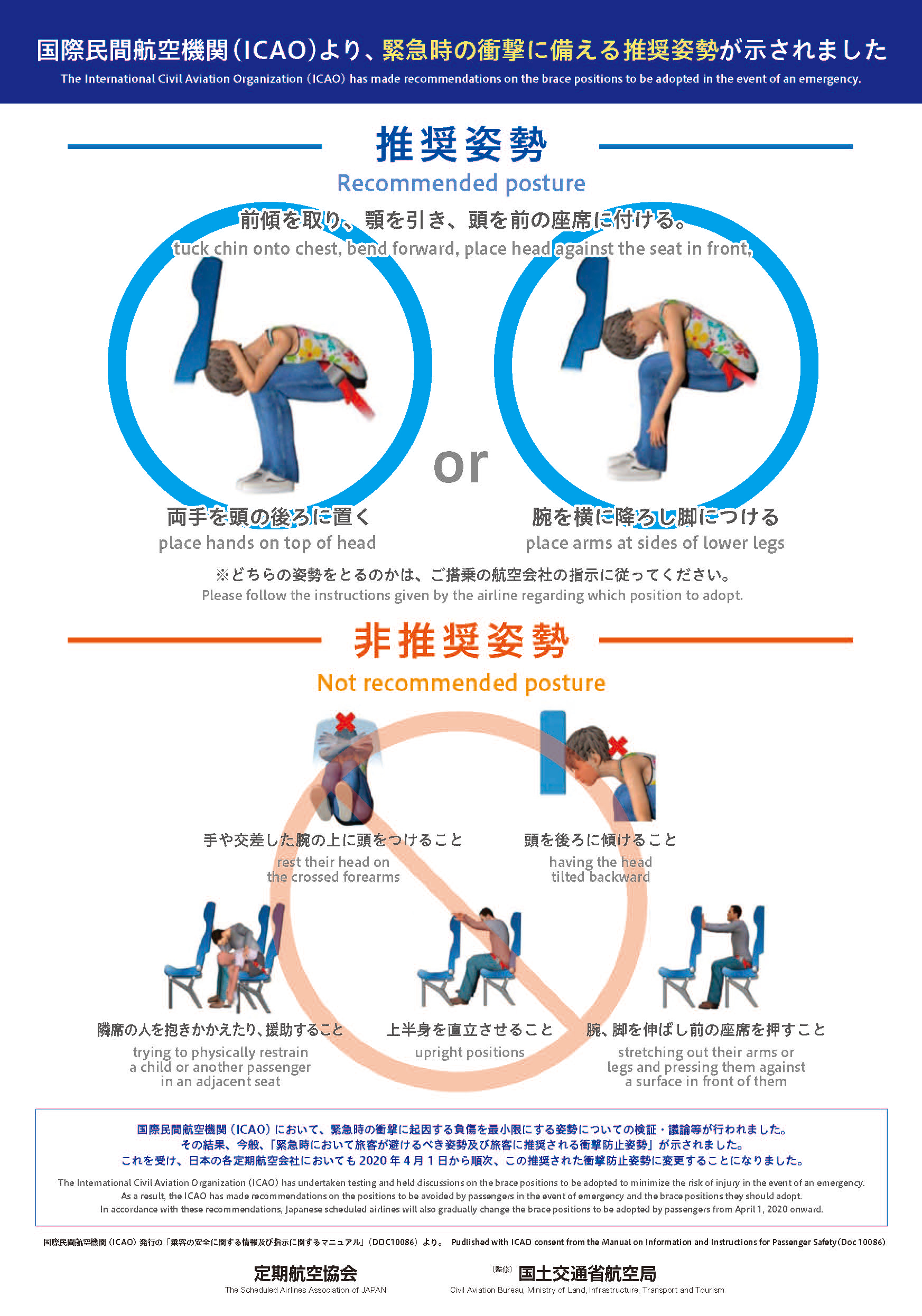 緊急時の衝撃に備える姿勢の推奨について