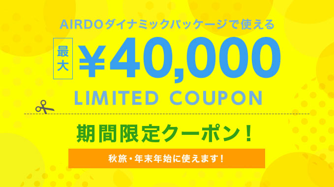 期間限定クーポン Airdoダイナミックパッケージ 北海道発着の飛行機予約 空席照会 Airdo エア ドゥ