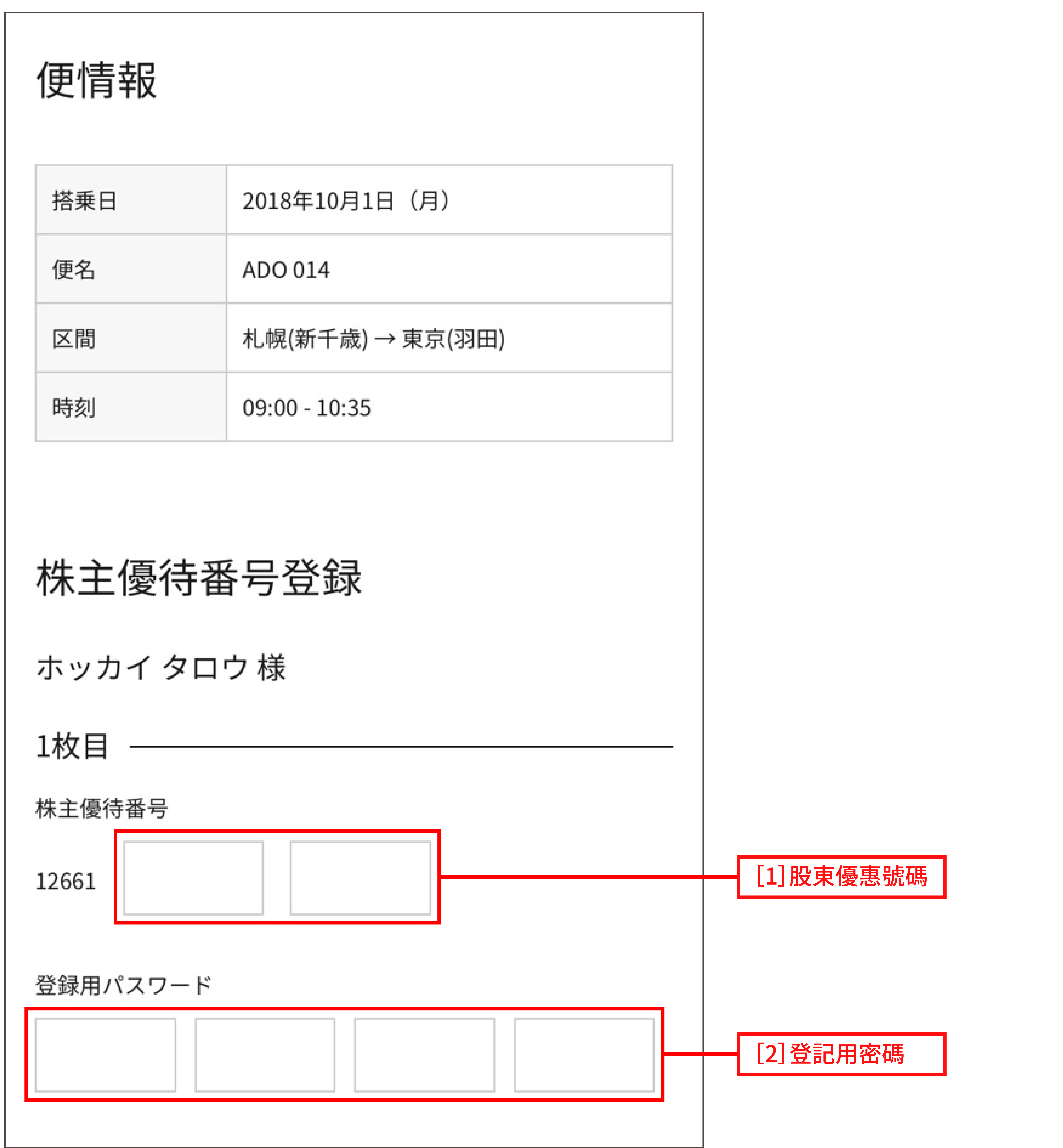 【智慧型手機】股東優惠號碼輸入頁面